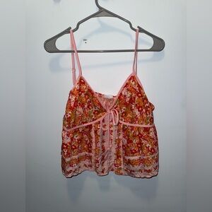 Orange and pink floral top